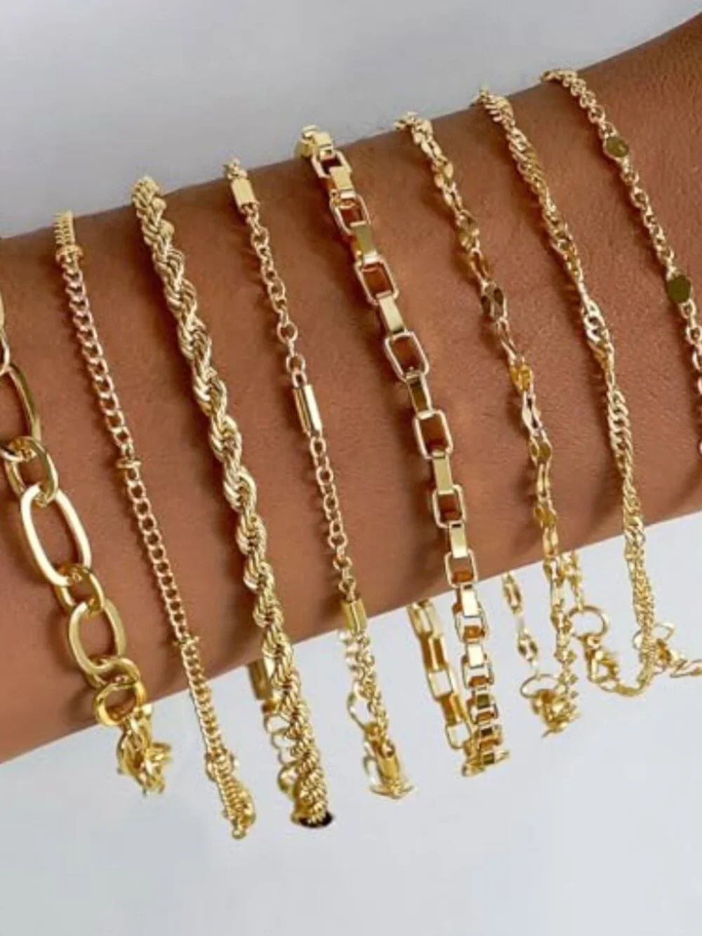 Gold Bracelets for Women, 14K Gold Plated Dainty Link Chain Bracelet set